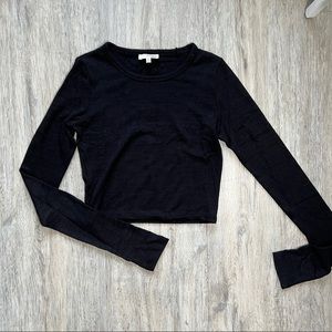 Aritzia Wilfred Free Georgia Long Sleeve Crop Top Black XS